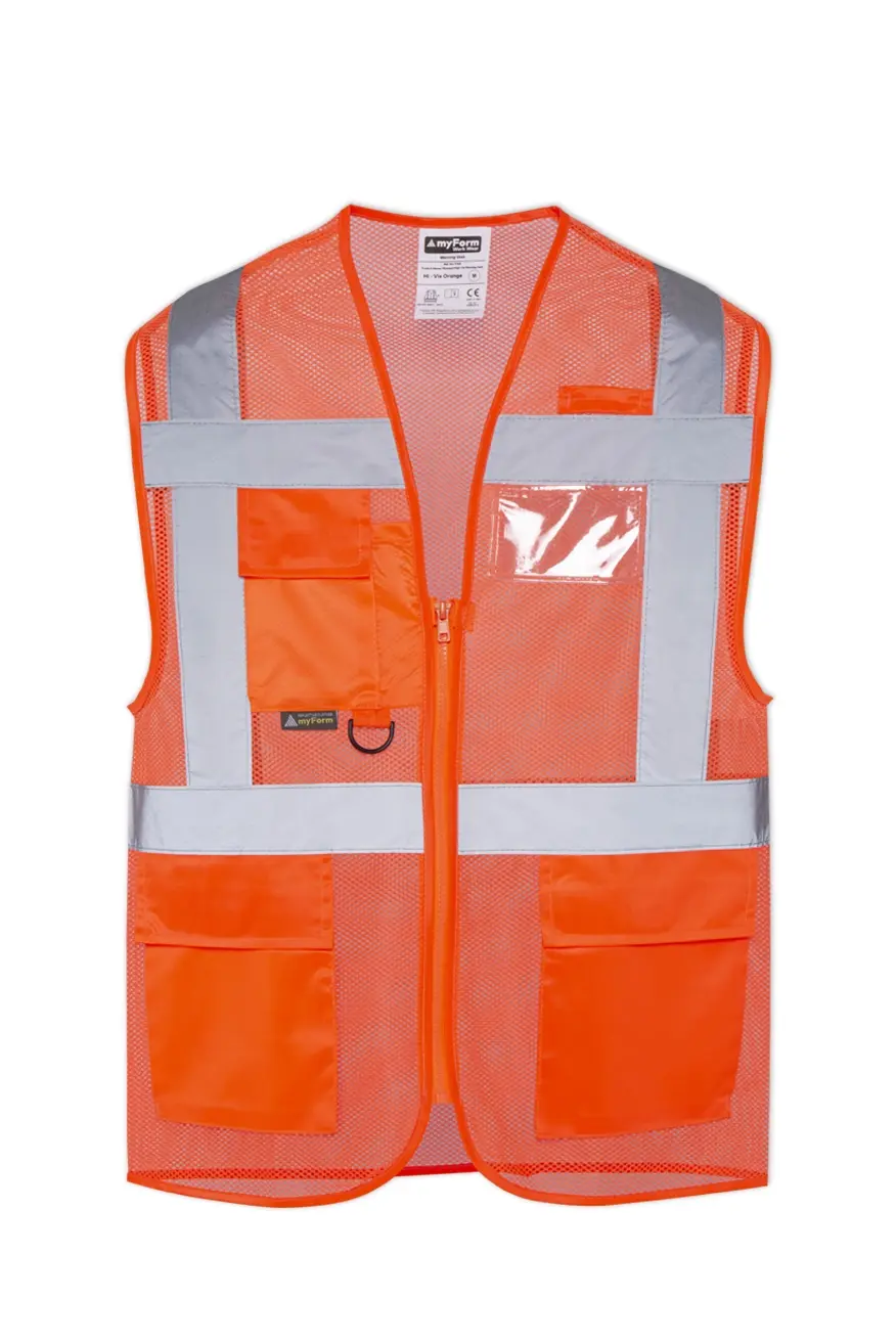 Myform Olympus Hi-Vis 9148 Reflektörlü Turuncu İkaz Yeleği
