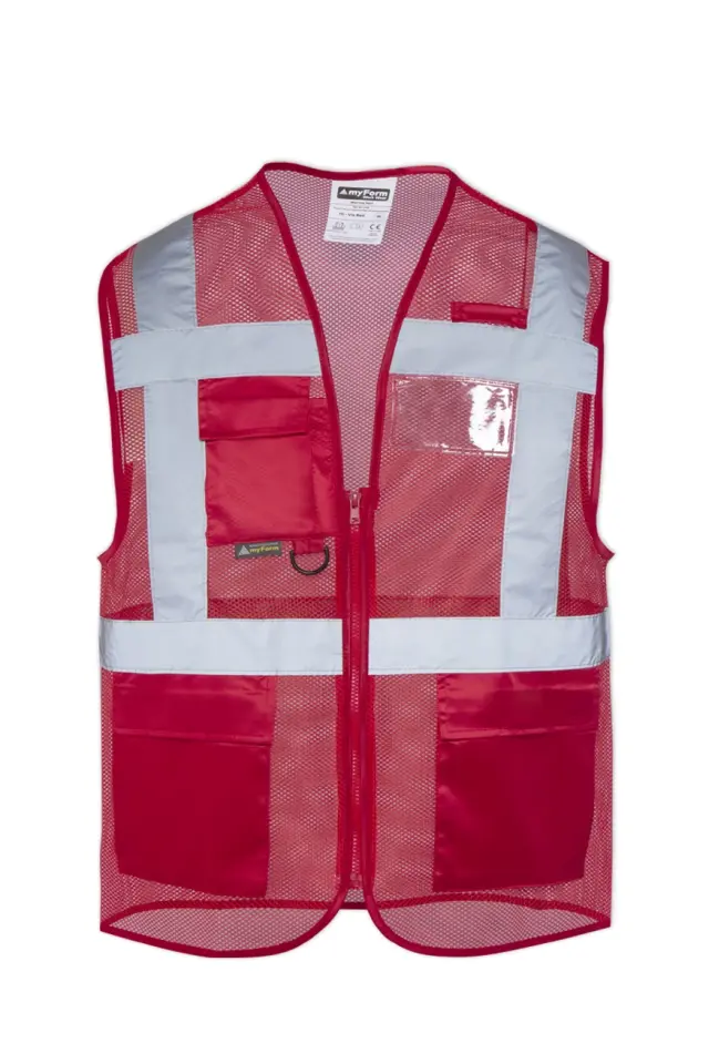 Myform Olympus Hi-Vis 9148 Reflektörlü Kırmızı İkaz Yeleği