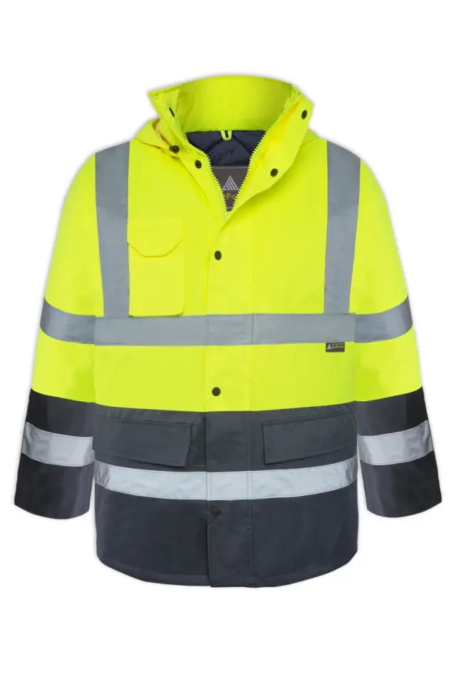 Myform 4122 Hi-Vis Sarı/Lacivert Reflektörlü İş Kabanı