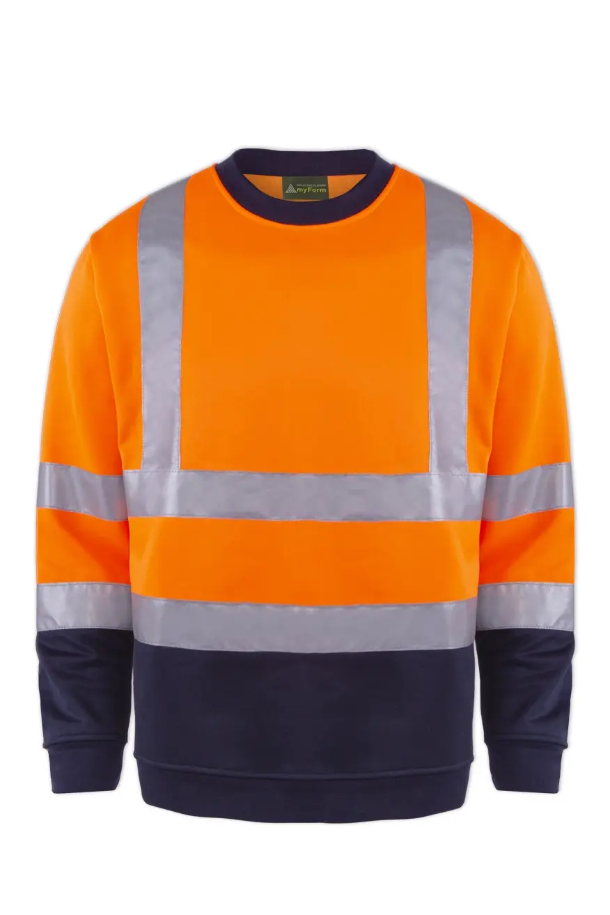 Myform 8142 Hi-Vis Turuncu Lacivert Reflektörlü Sweatshirt