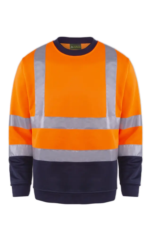 Myform 8142 Hi-Vis Turuncu Lacivert Reflektörlü Sweatshirt