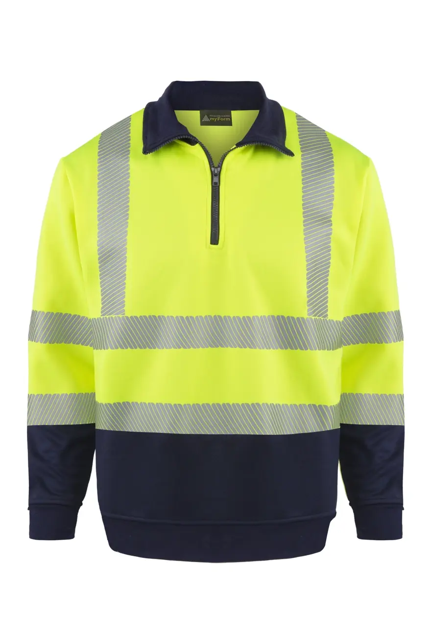 Myform 8140 Hi-Vis 1/4 Zip Sarı Reflektörlü Sweatshirt