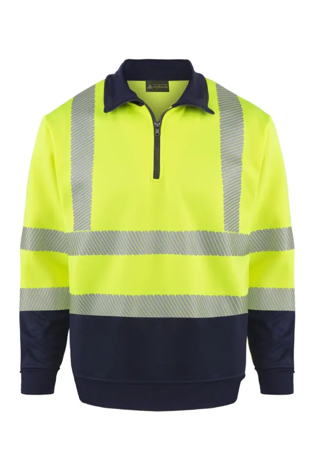 Myform 8140 Hi-Vis 1/4 Zip Sarı Reflektörlü Sweatshirt