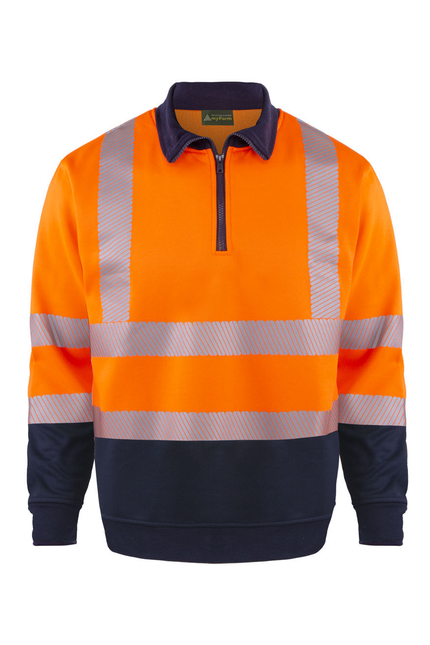 ''Myform 8140 Hi-Vis 1/4 Zip Turuncu Reflektörlü Sweatshirt