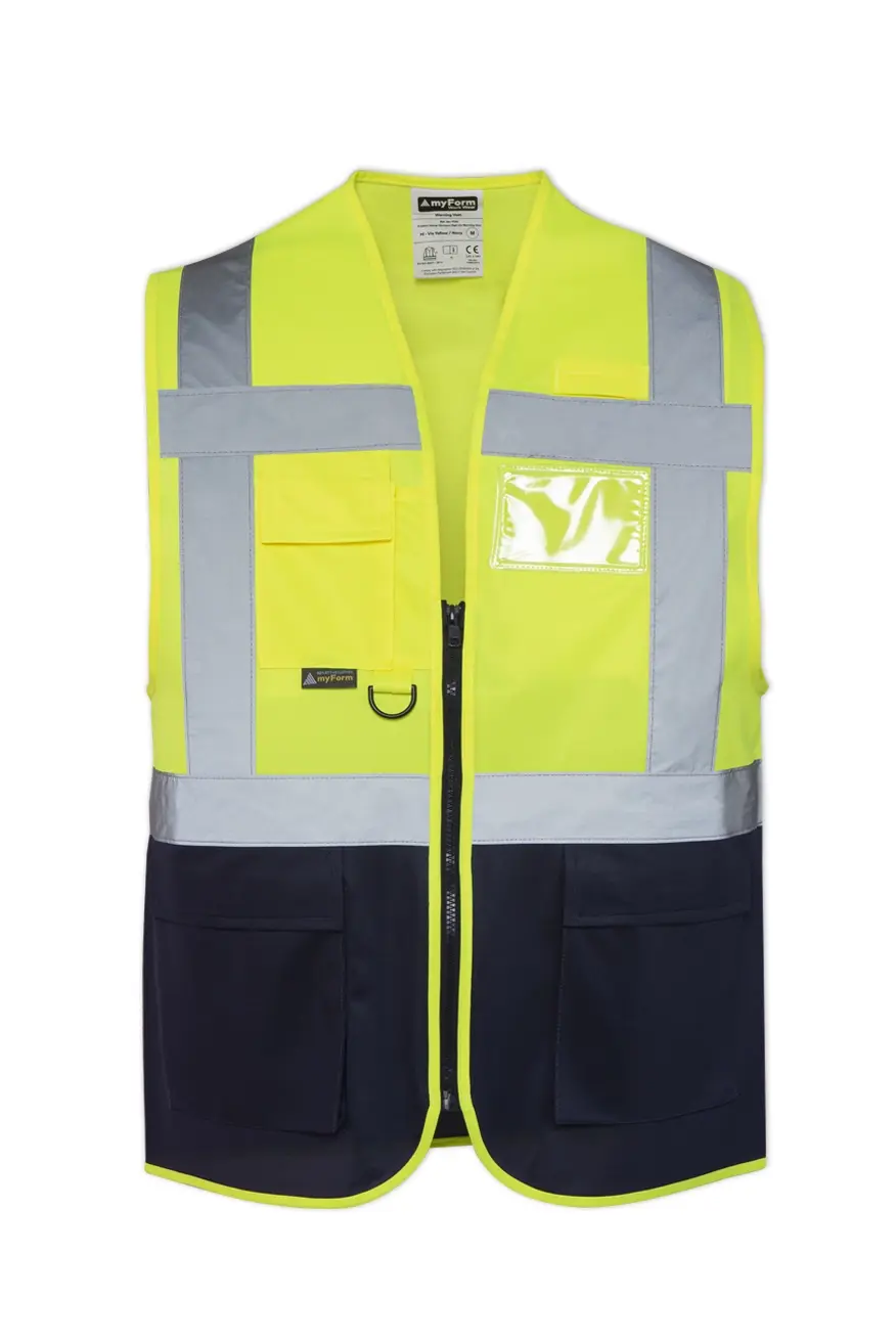 Myform Olympus High-Vis 9145 Reflektörlü Sarı/Lacivert İkaz Yeleği