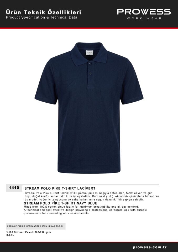 Prowess 1410 Stream Polo Pike Lacivert T-Shirt