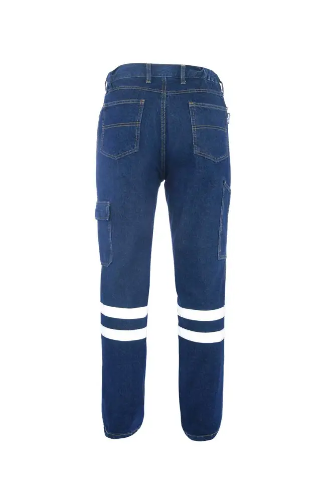 Myform 2136 Sona Reflektörlü Mavi Denim İş Pantolonu