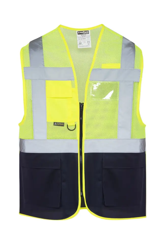 Myform Warning 9147 Sarı Lacivert Reflektörlü İkaz Yeleği