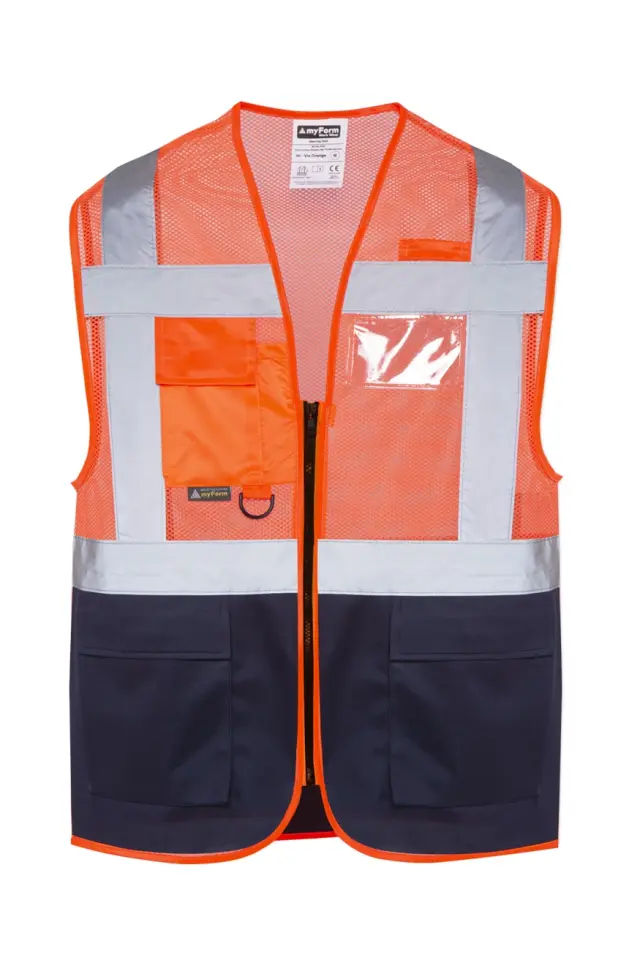 Myform Warning 9147 Turuncu Lacivert Reflektörlü İkaz Yeleği