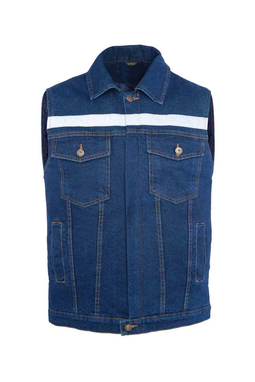 Myform Sona 9128 Reflektörlü Mavi Denim İş Yeleği