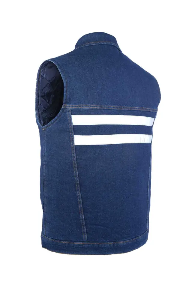 Myform Sona 9129 Reflektörlü Mavi Denim Kapitoneli İş Yeleği