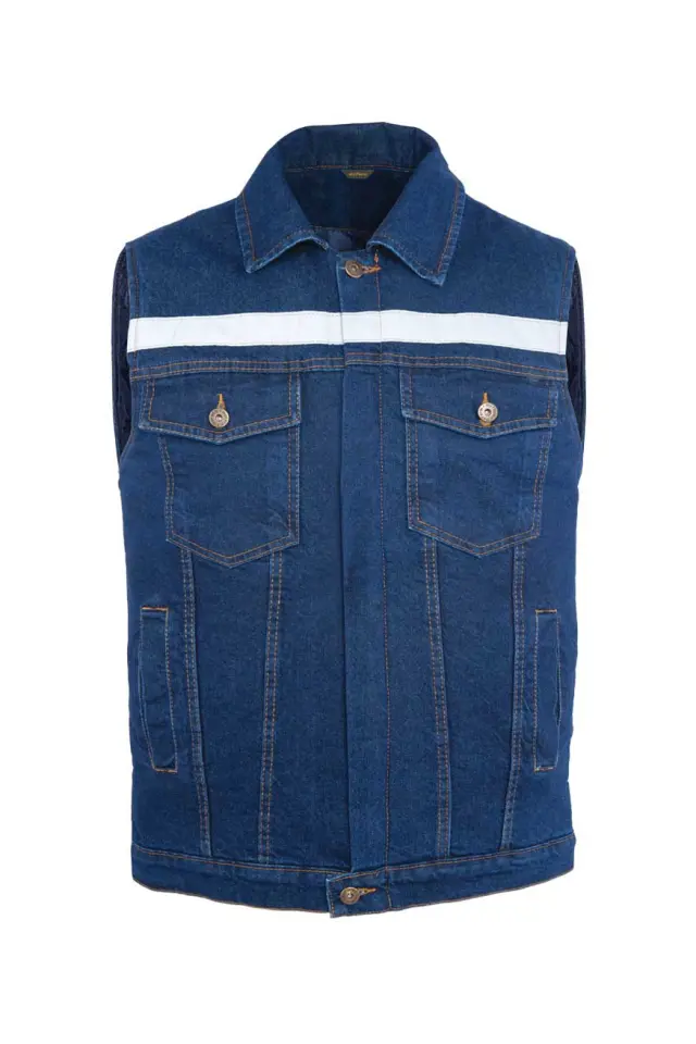 Myform Sona 9129 Reflektörlü Mavi Denim Kapitoneli İş Yeleği