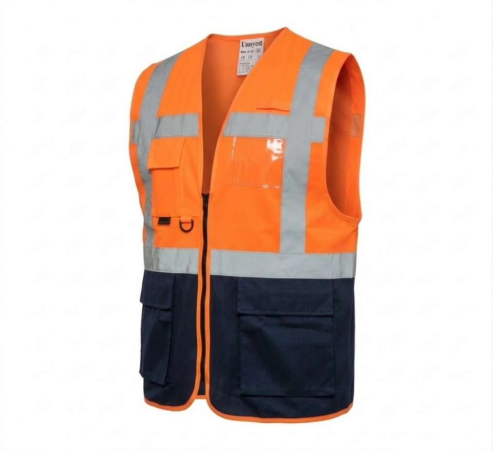 Uniwest UW-212 Yönetici Mühendis Yeleği Turuncu/Lacivert