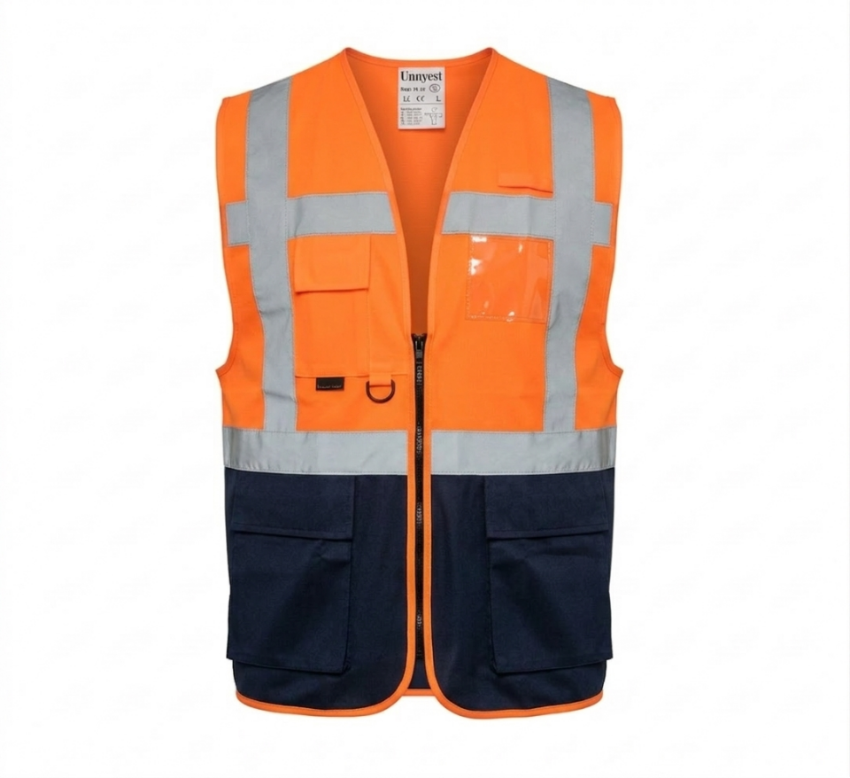 Uniwest UW-212 Yönetici Mühendis Yeleği Turuncu/Lacivert