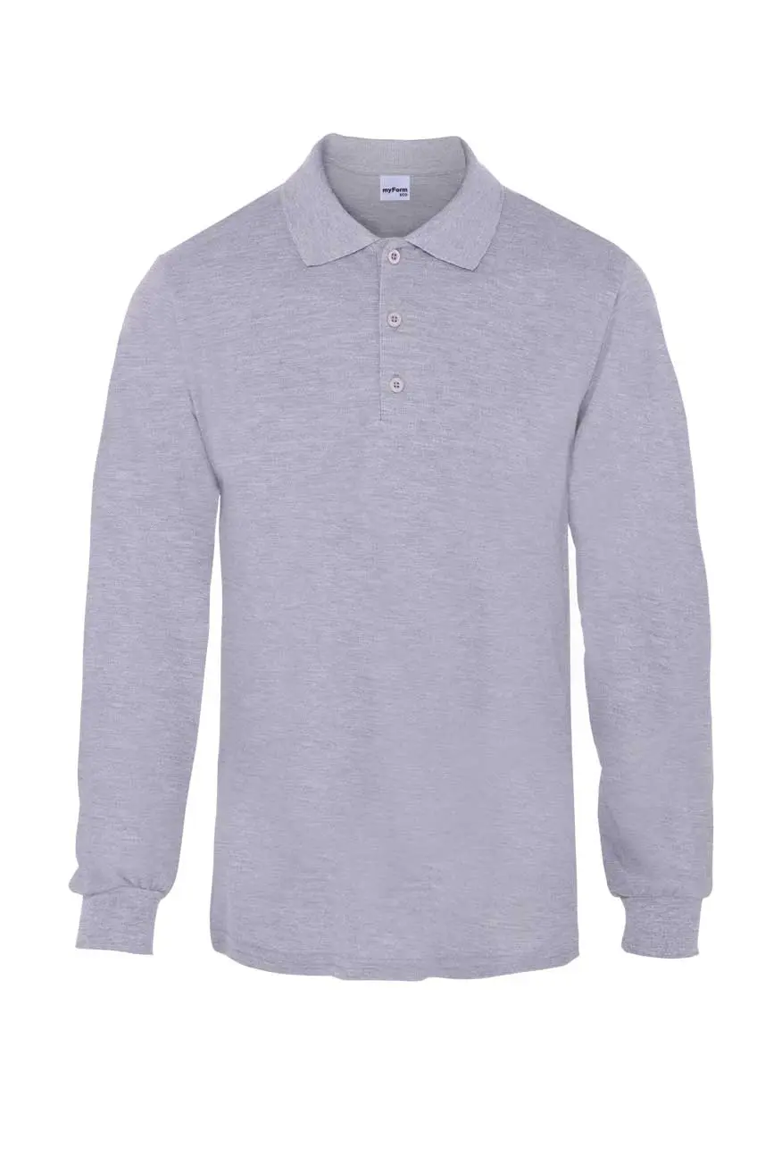 Myform Eco Polo Pike 8107 Uzun Kol Gri T-Shirt