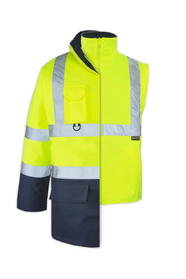 Myform Hi-Vis 4121 5 IN 1 Sarı/Lacivert Reflektörlü Kaban