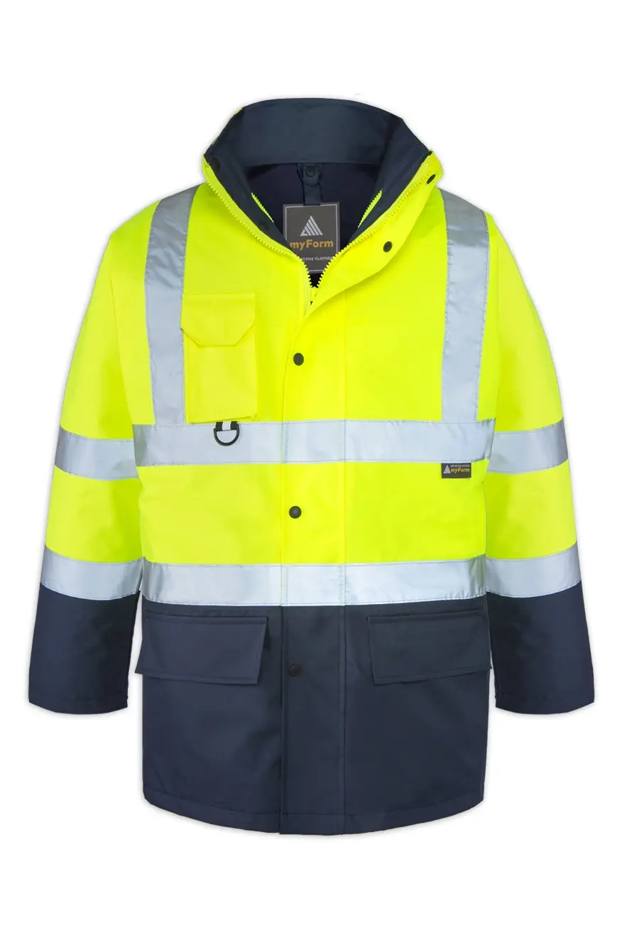 Myform Hi-Vis 4121 5 IN 1 Sarı/Lacivert Reflektörlü Kaban