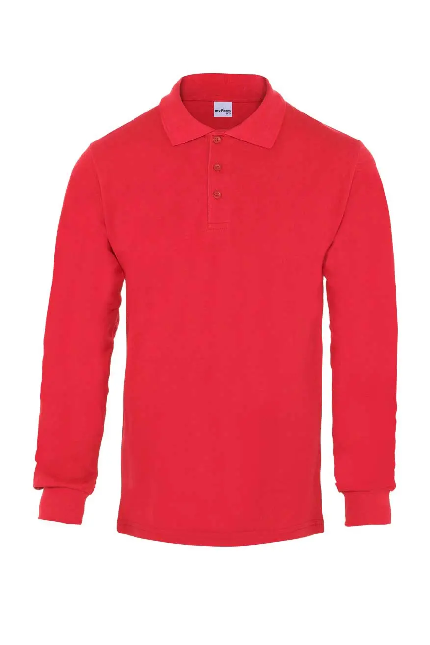 Myform Eco Polo Pike 8107 Uzun Kol Kırmızı T-Shirt