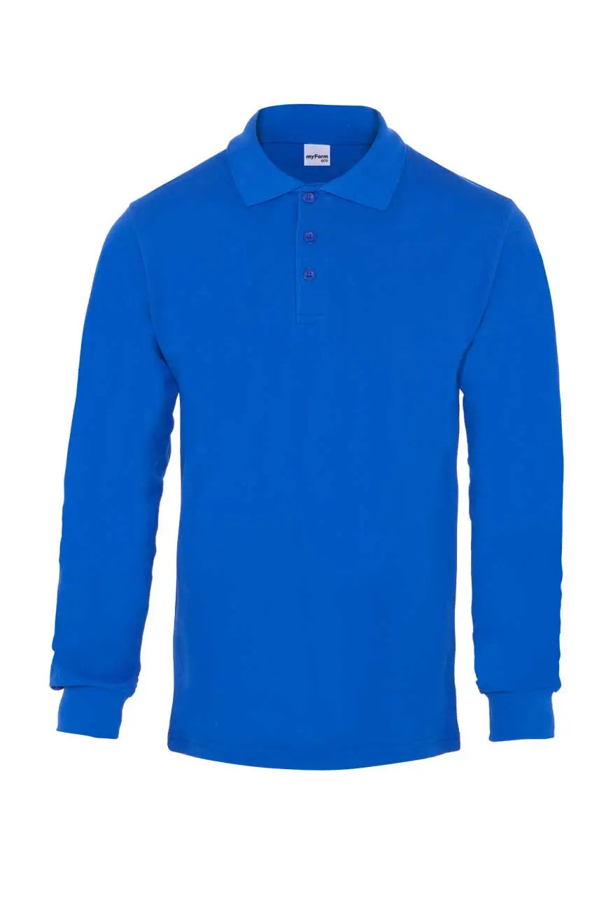 Myform Eco Polo Pike 8107 Uzun Kol Saks Mavi T-Shirt