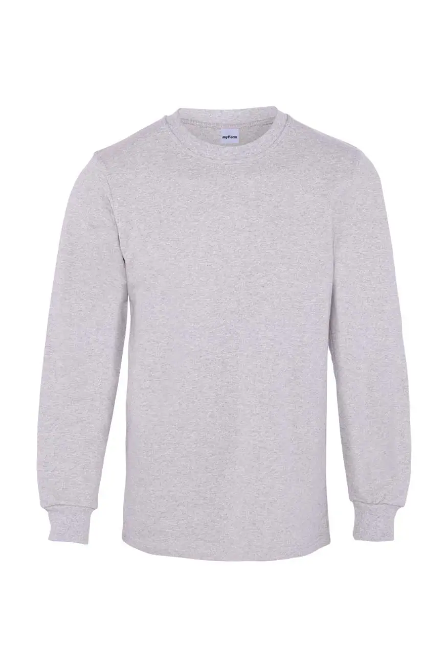 Myform Festival Bisiklet Yaka Uzun Kol 8151 Gri T-Shirt