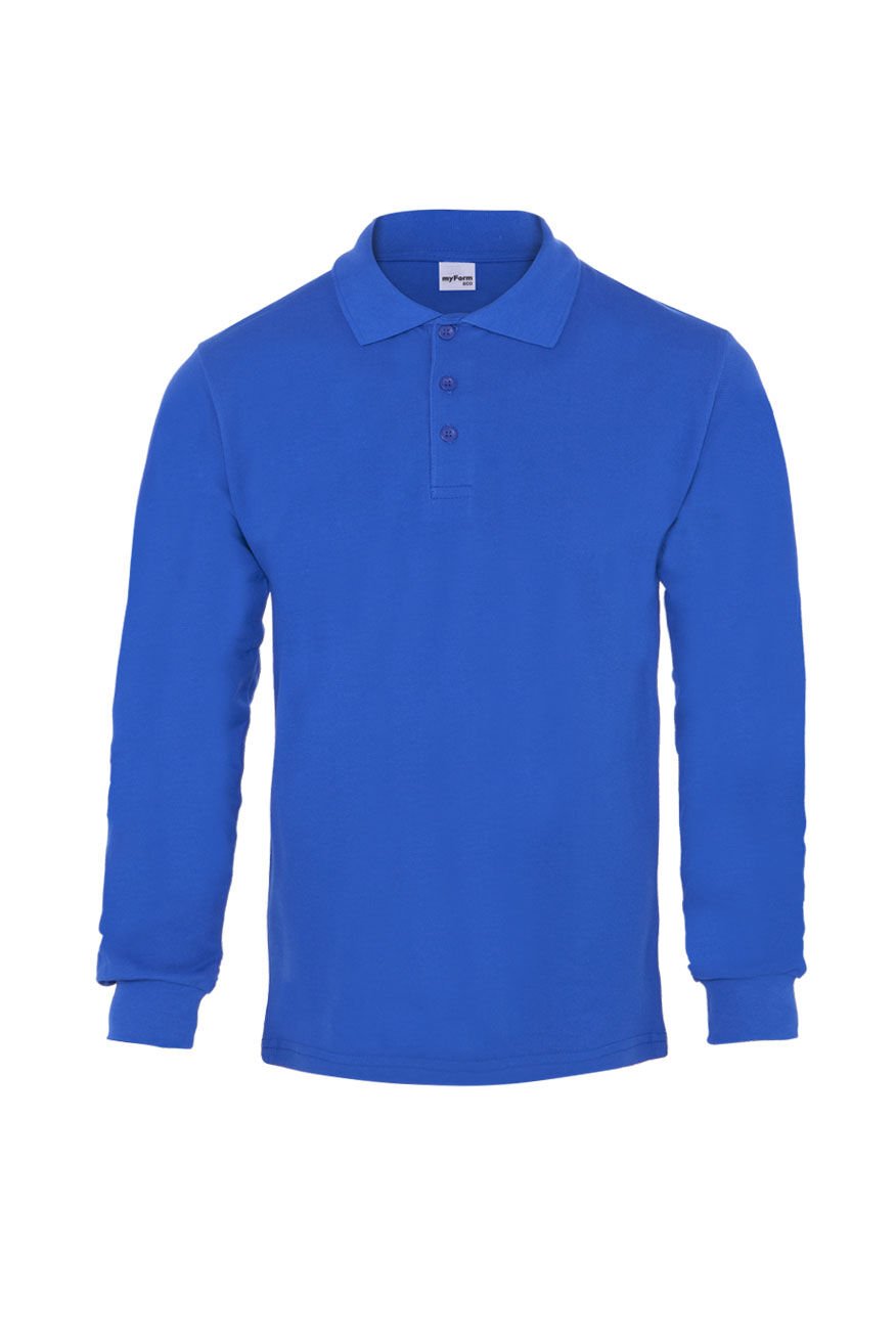 Myform Comfort Polo Pike Uzun Kollu 8153 Saks Mavi T-Shirt