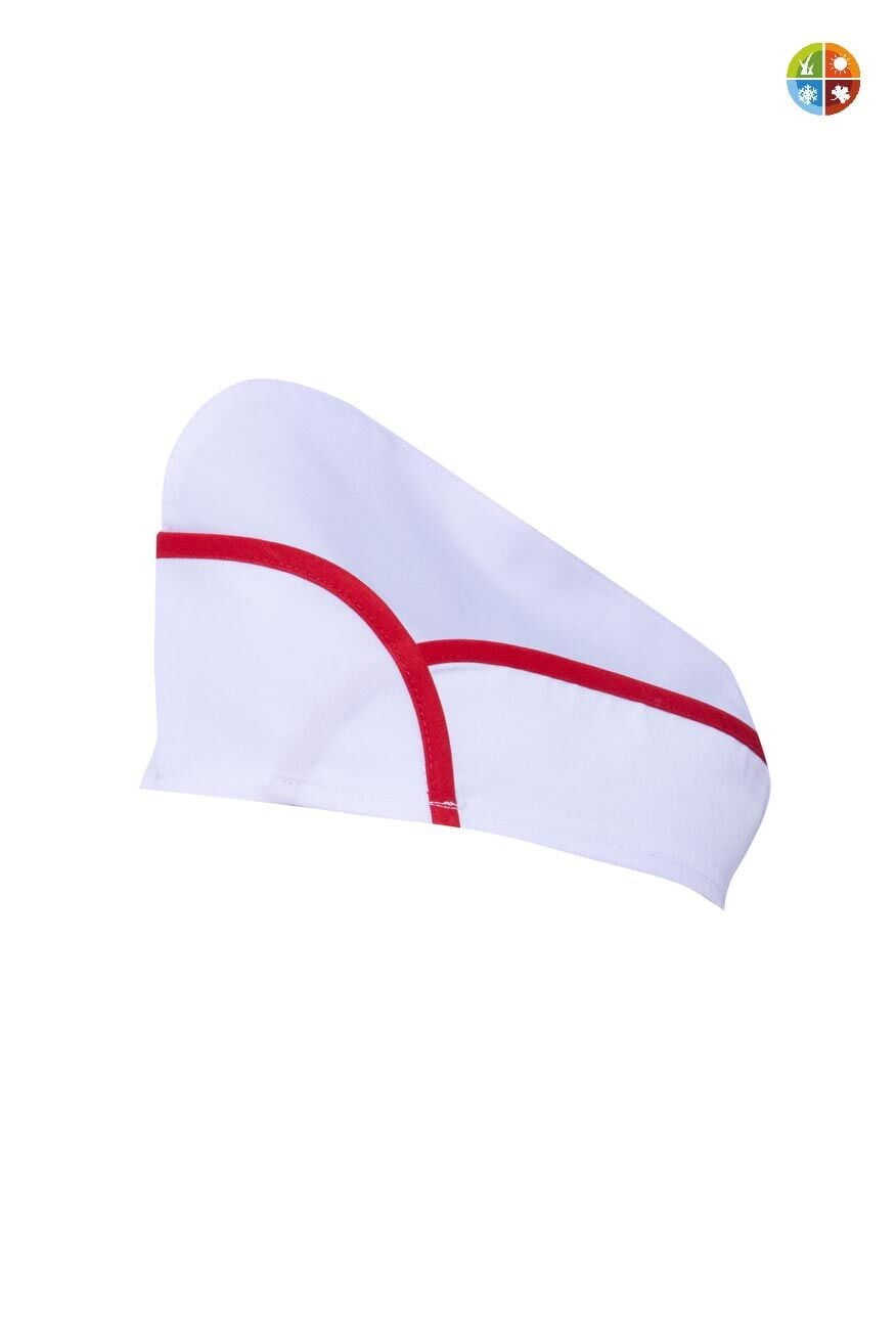 Myform Kayık Kep 11106 Beyaz/Kırmızı Aşçı Kepi