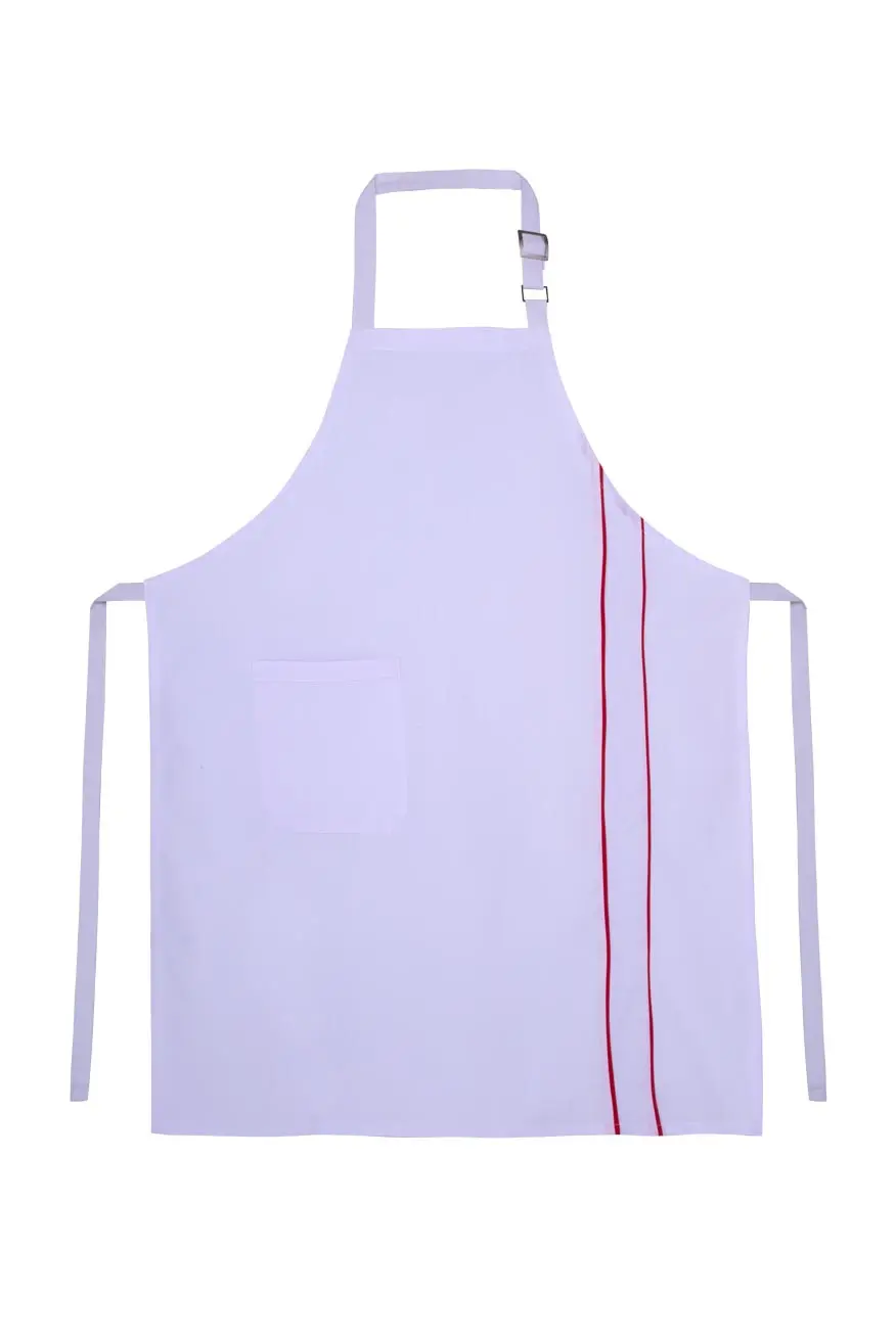 Myform Apron 6111 Beyaz/ Kırmızı Çizgili Askılı İş Önlüğü