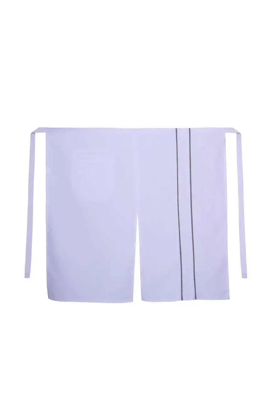 Myform Apron 6114 Beyaz Pötikare Çizgili Belden İş Önlüğü