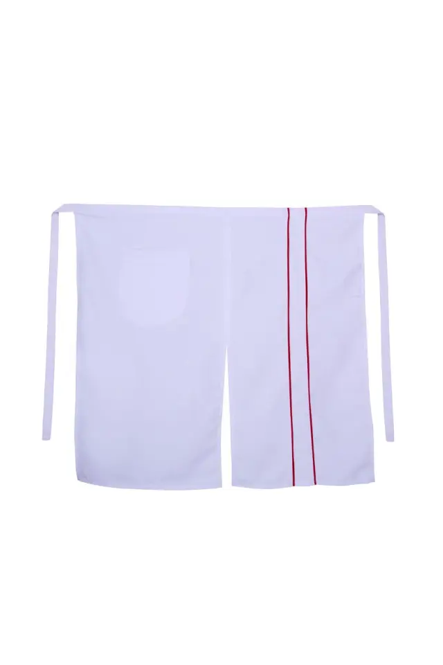 Myform Apron 6114 Beyaz/Kırmızı Çizgili Belden İş Önlüğü