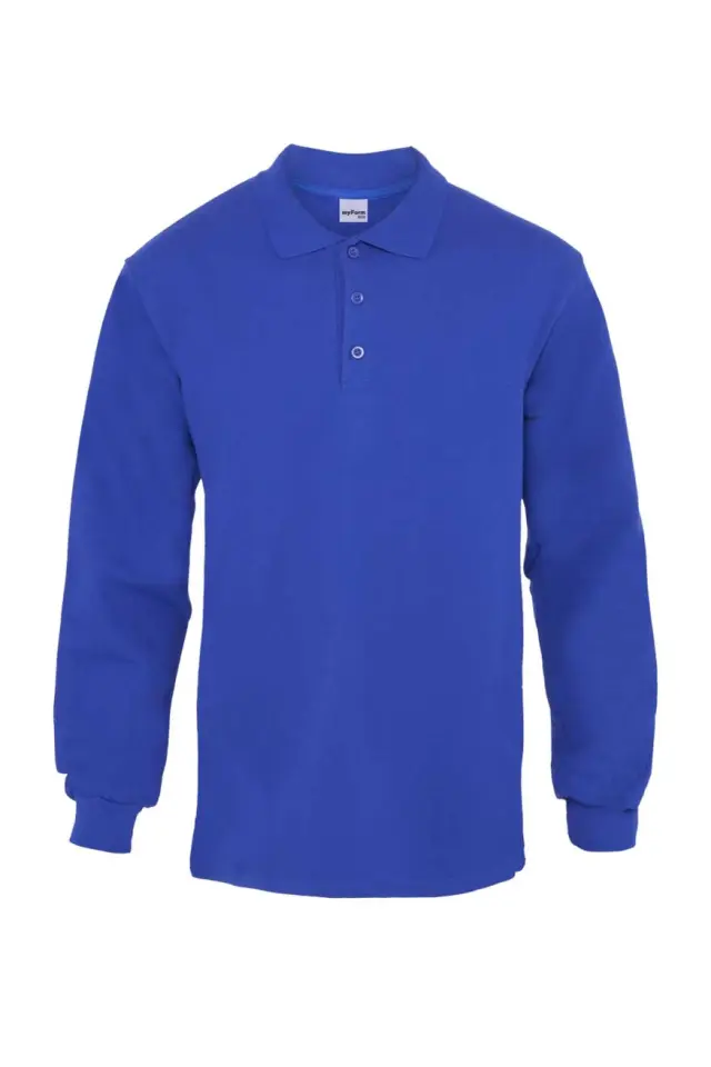 Myform Eco 8112 Saks Mavi Polo Yaka Sweatshirt