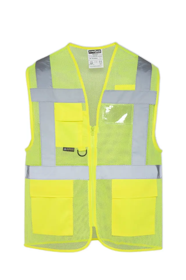 Myform Olympus Hi-Vis 9148 Reflektörlü Sarı İkaz Yeleği